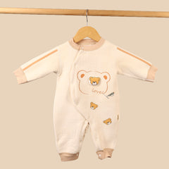 Organic Cotton Full Body Winter Romper for Babies | Soft & Warm Baby Romper | 0-6 Months | Teddy | Pack of 1