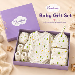 Organic Cotton Baby Clothing Set |  Baby Essential Clothes For Boys & Girls | Baby Shower Gift Hamper | 0-6 Months | Avocado | Pack of 6