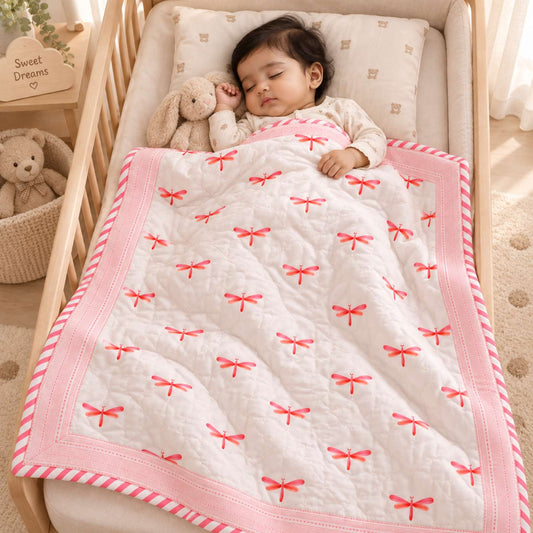 Organic Cotton Winter Baby Quilt | Baby Blanket | 100x150 CM | 0-5 Year | Dragonfly