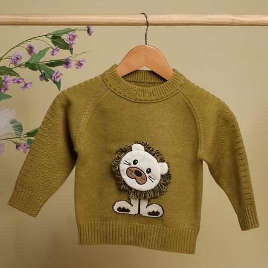 Winter Warm Woollen Full Sleeve Sweater For Baby | Lion | Pack of 1