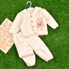 Baby's Warm Unisex Cotton Teddy Suit Set - 1 Pajama and 1 Shirt -Brown