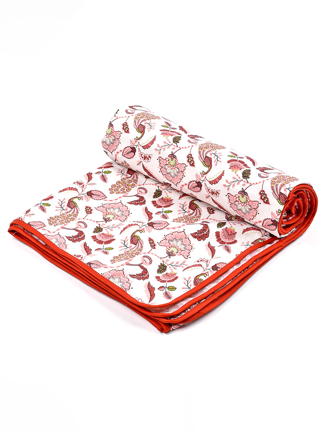 Moms Home Kids Pure Cotton Reversible Dohar, AC Blanket Comforter, Soft Light-Weight Blanket  ( Pink Floral)