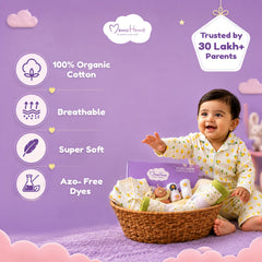 Organic Cotton Baby Essentials Gift Set | Baby Shower Gift Hamper | Baby Clothing Gift Combo | 0-6 Months | Little Heart | Pack of 7