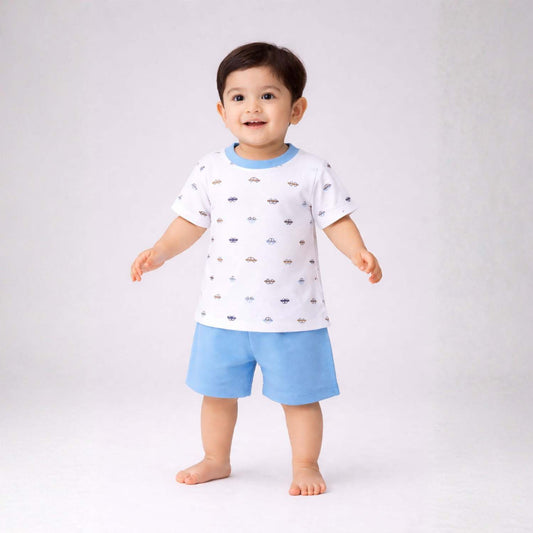 Kids Organic Cotton Co-Ord Set | T-Shirt & Shorts | Car