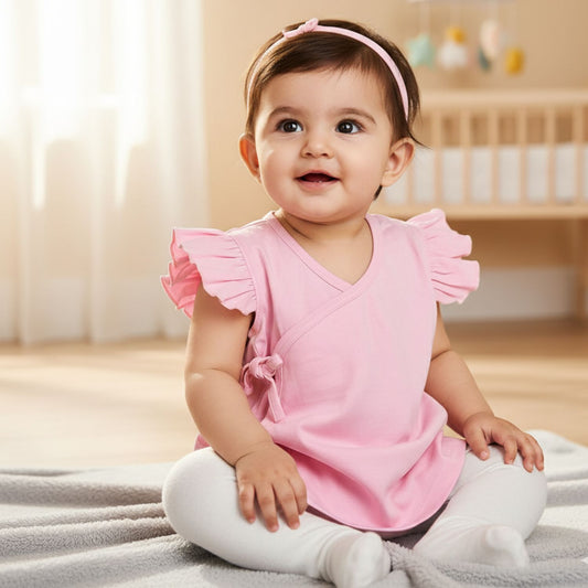 Kids Organic Cotton Front Open Kimono | Pink