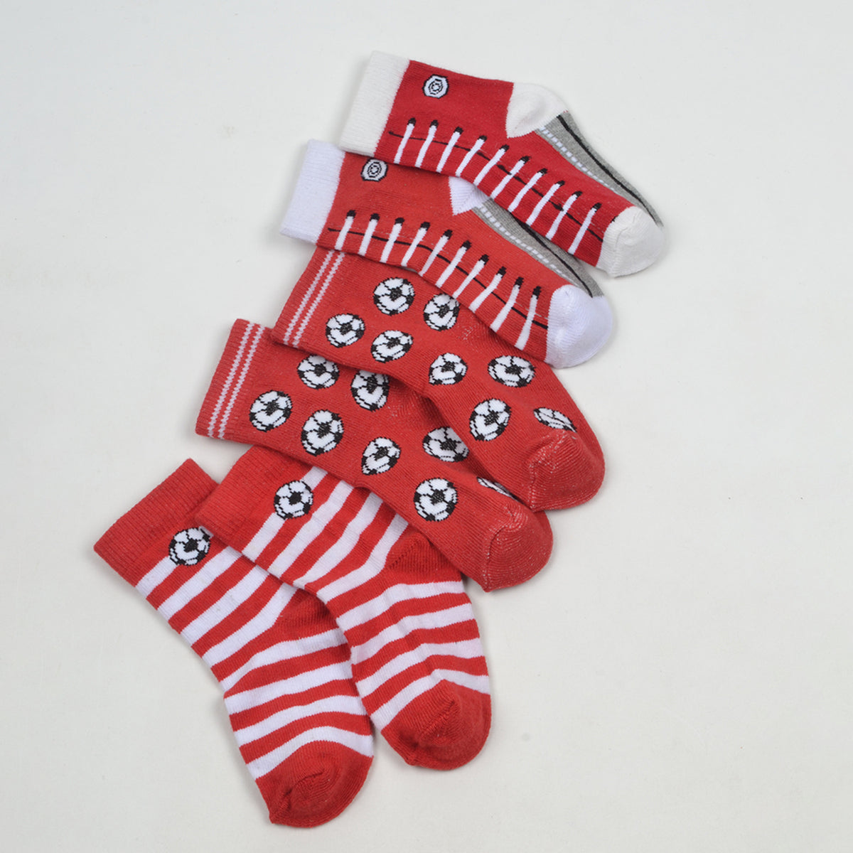 Footprints Super soft Organic cotton and bamboo socks- Pack of 3 - (12-24 Months)- Boys - RedFootball