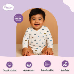 Organic Cotton Front Open Kimono Onesie For New Born Baby | 0-6 Months | Pack of 1