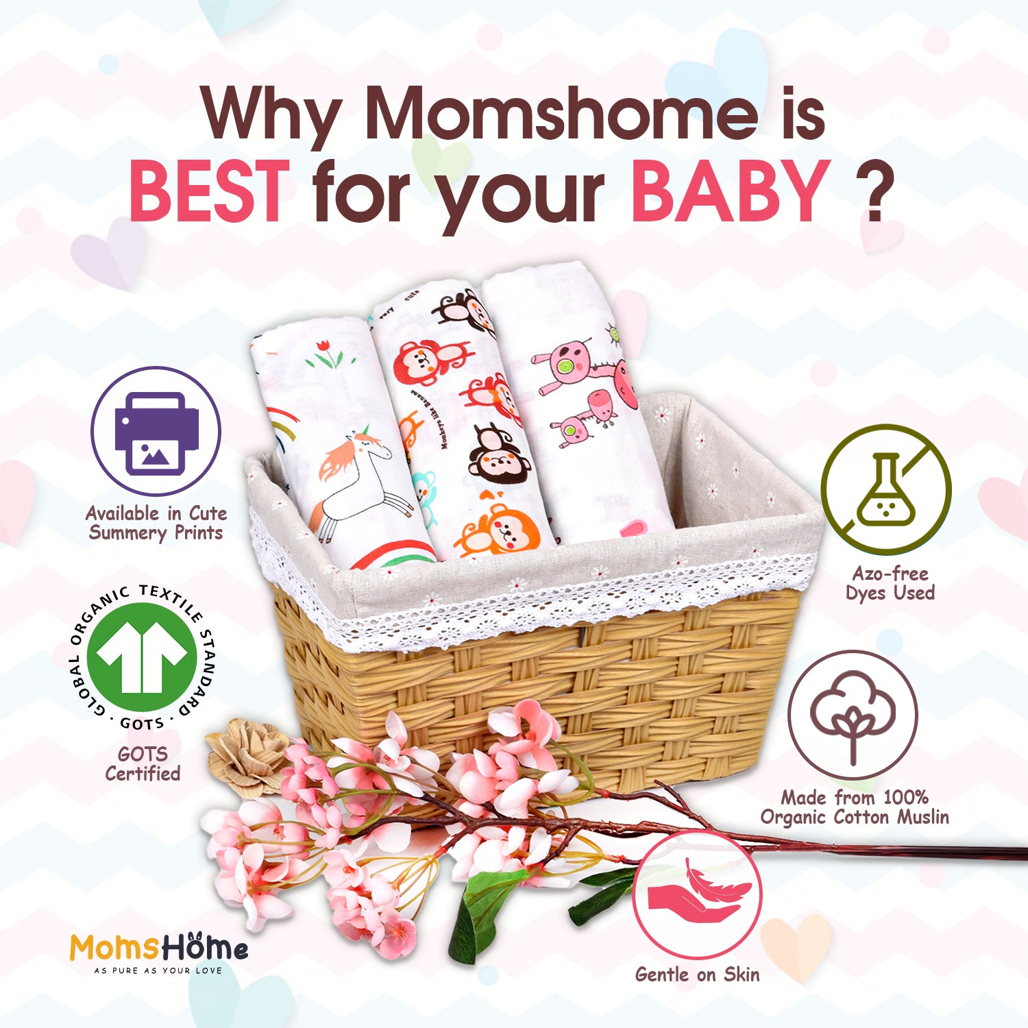 Moms Home Supersoft Baby Organic cotton Muslin 19 pieces gift set