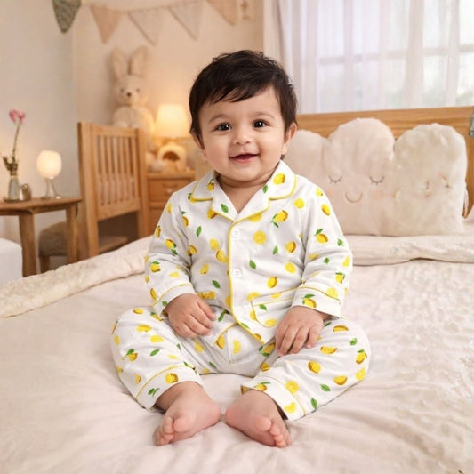 Organic Cotton Kids Pajama Set Combo | Night Suit | Sleepwear | Lemon