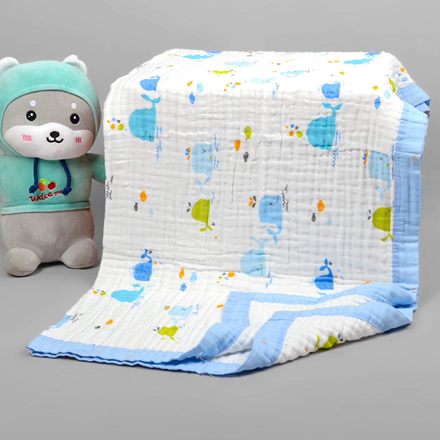 Baby Muslin 6 Layer Muslin blanket Cum Towel- 100X100 CM | 0-3 Years | Buy 1 Get Free