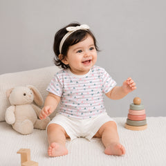 Organic Cotton Half Sleeve T-Shirt for Kids | Printed Round Neck Summer Wear T-Shirt for Baby Boys & Girls Combo | Little Heart & Bunny | Pack of 2