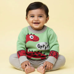 Winter Warm Woollen Full Sleeve Sweater For Baby | Dino | 3-18 Months | Pack of 1