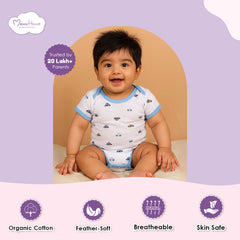 Organic Cotton Baby Half Sleeve Onesie | Galaxy & Blue  | Pack of 2