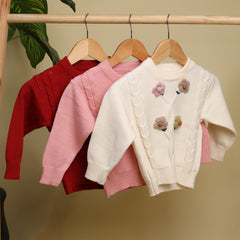 Winter Warm Woollen Full Sleeve Sweater For Baby | Flower | Pack of 1