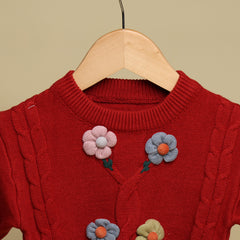 Winter Warm Woollen Full Sleeve Sweater For Baby | Flower | Pack of 1