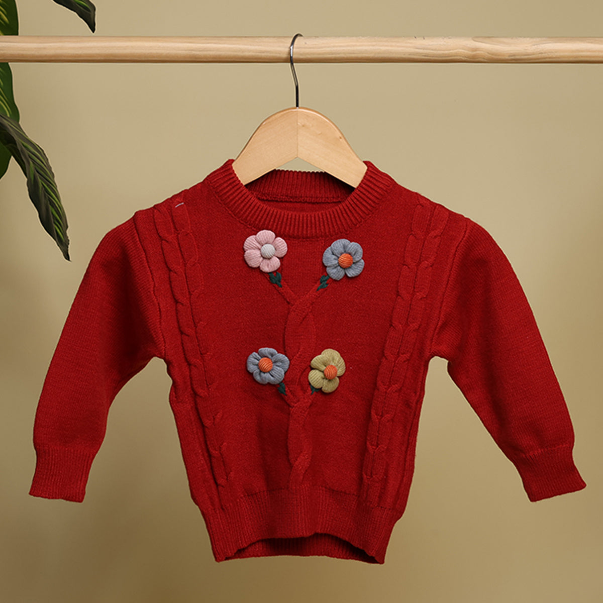 Winter Warm Woollen Full Sleeve Sweater For Baby | Flower | Pack of 1