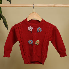Winter Warm Woollen Full Sleeve Sweater For Baby | Flower | Pack of 1