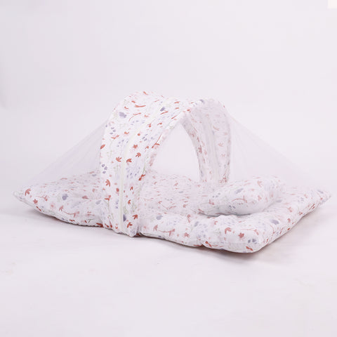 Baby Bedding Set With Mosquito Net, AC Quilt & Sleeping Bag | Blossom | Pack of 9