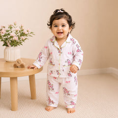 Organic Cotton Unisex Kids Pajama Set Combo | Night Suit | Sleepwear | Pink Giraffe
