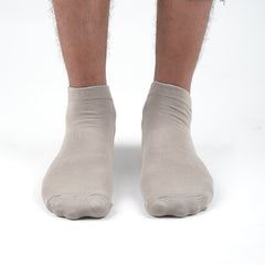 FOOTPRINTS Unisex Solid Cotton Ankle-Length Socks -Pack Of 3 Grey