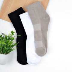 FOOTPRINTS Unisex Solid Cotton Ankle Terry -Length Socks -Pack Of 3