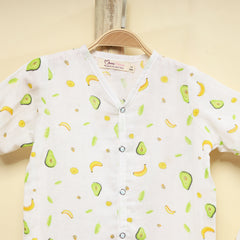 Organic Cotton Muslin T-Shirt & Short For Kids | Elegant & Comfortable Summer Wear | Avocado | Set of 1