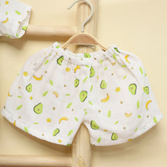 Organic Cotton Muslin T-Shirt & Short For Kids | Elegant & Comfortable Summer Wear | Avocado | Set of 1