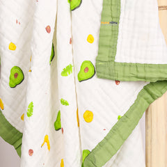 Baby Muslin 6 Layer Muslin blanket Cum Towel - 100X100 CM - (0-3 Years) Pack Of 1 Avocado