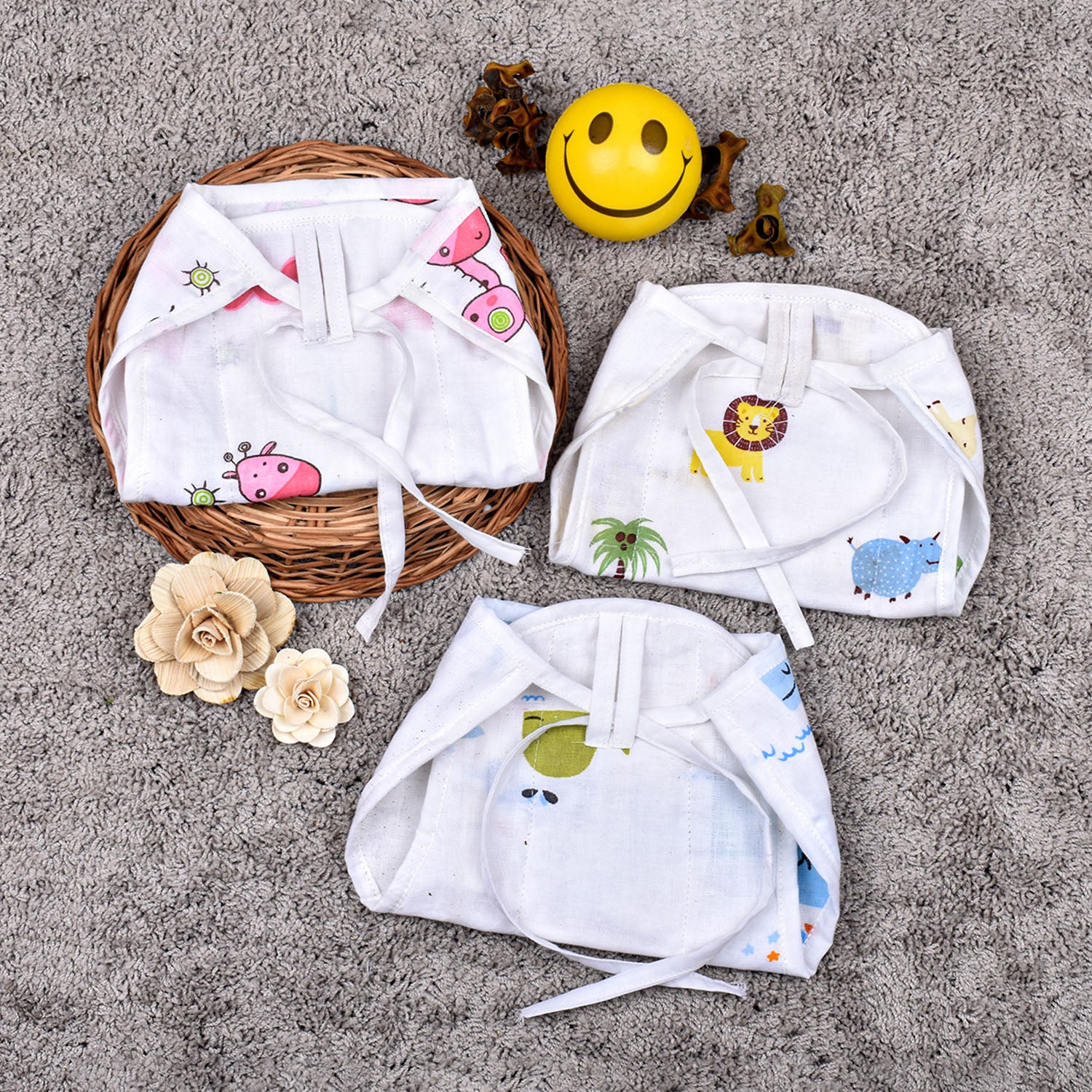 Baby Printed Muslin Nappies Buy 3 Get 3 Free