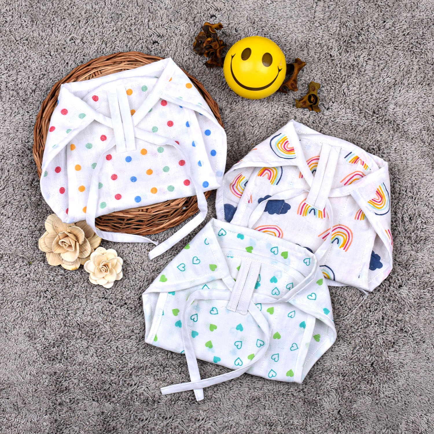 Baby Printed Muslin Nappies Buy 3 Get 3 Free