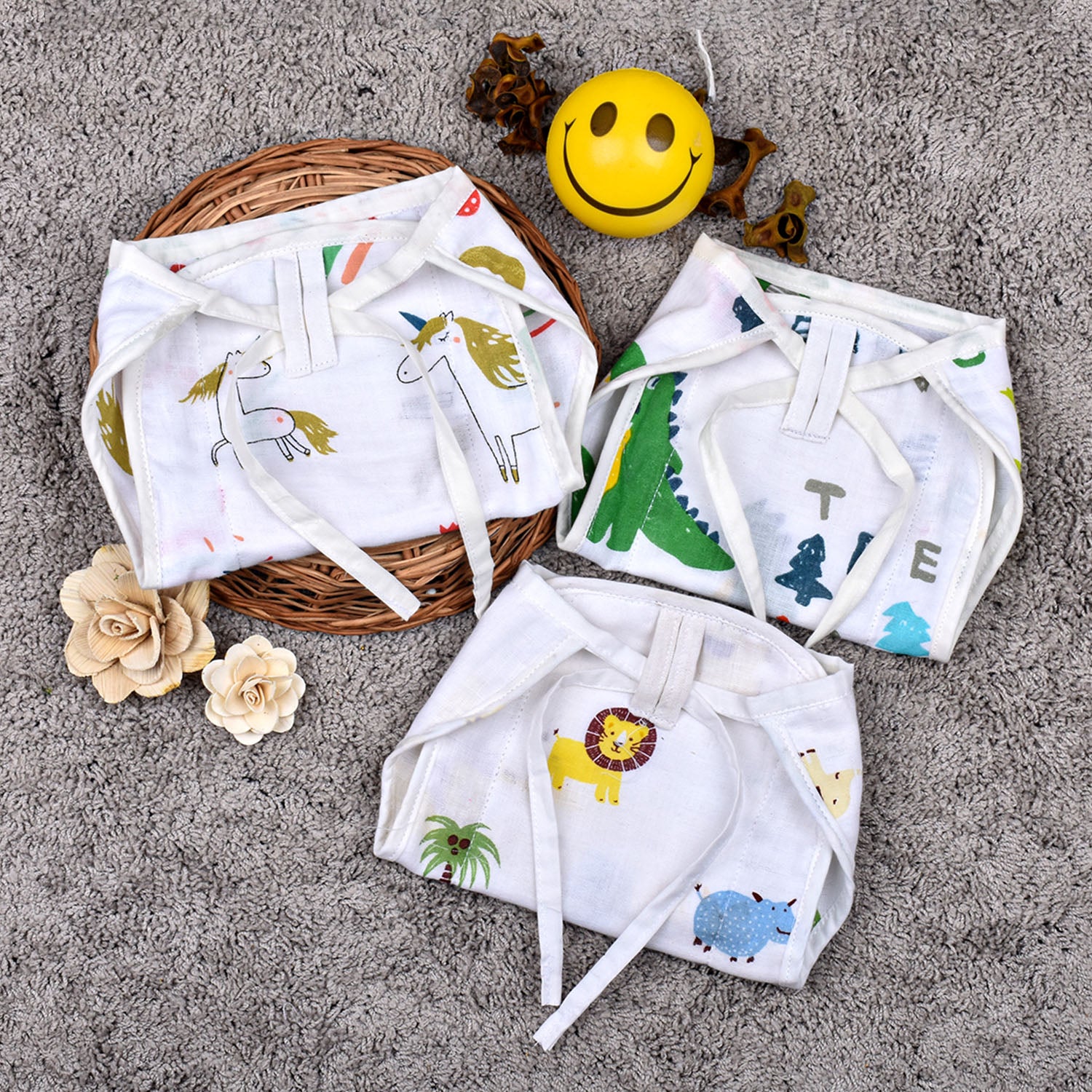 Baby Printed Muslin Nappies Buy 3 Get 3 Free