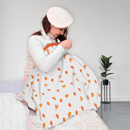 Organic Cotton Muslin Nursing Cover For Breastfeeding Feeding Apron - Icecream | 70 x100 CM