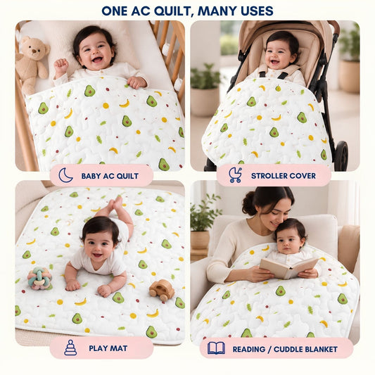 All Season Ac Quilt Blanket cum Bedspread | 0-3 Years | 100X120 cm | Machine Washable | Pack of 1