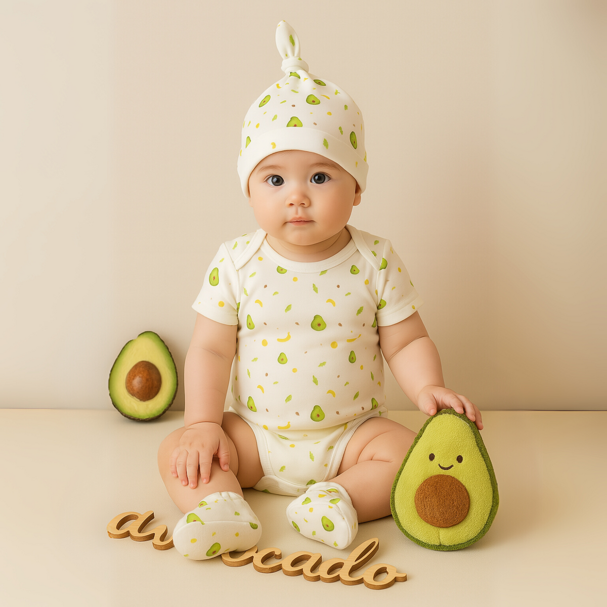 New Born Summer Essential Clothing For Boys & Girls | Organic Cotton Baby Clothing Set | Baby Shower Gift Hamper | 0-6 Months | Avocado | Pack of 6