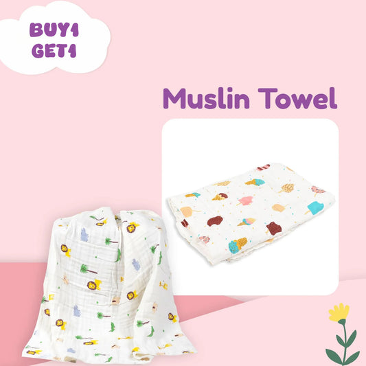 Baby Muslin 6 Layer Towel- 60X120 CM | 0-3 Years | Buy 1 Get 1 Free