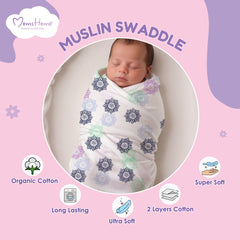 Baby Muslin Swaddle | 100x100 CM | Pack of 2 | Lemon & Green Solid