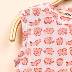 Baby Girl Organic Cotton Sleeveless Frock | Elephant