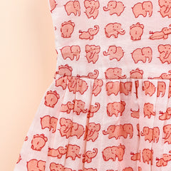 Baby Girl Organic Cotton Sleeveless Frock | Elephant