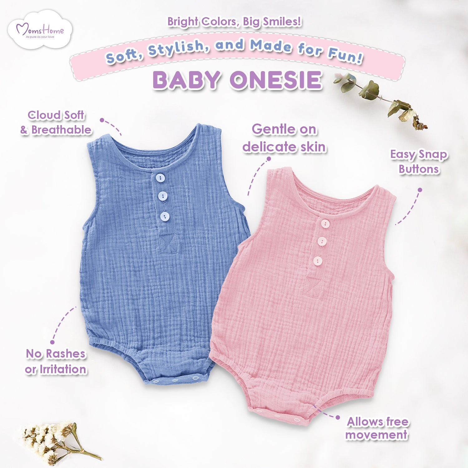 Baby Organic Cotton Onesie Pack of – Moms Home