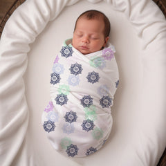 Organic Cotton Baby Muslin Cloth Swaddle | 0-12 Months | 100x100 CM | Pink Mandala, Zig Zag, Green Solid & Pink Solid | Pack of 4