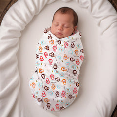 Baby Organic cotton muslin swaddle Wrap - 100x100 CM - Pack Of 1 Monkey