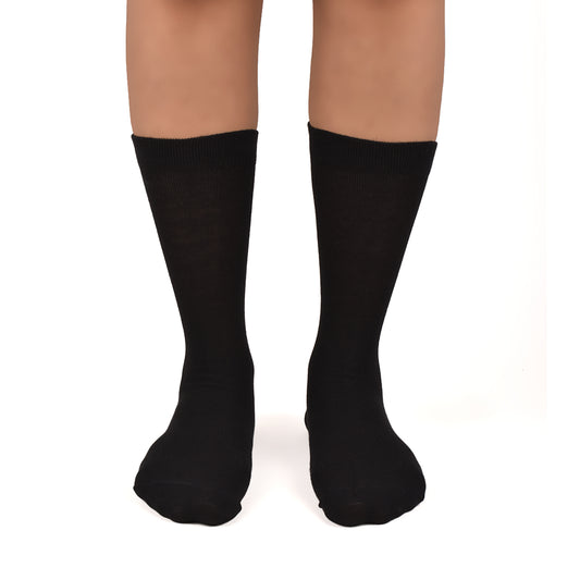 Kids Organic Cotton School Socks - Unisex - Calf length- Pack of 3 (Black)- Extra soft and Breathable