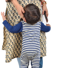 Moms Home Organic Cotton Baby Full Length Romper Cum Sleepsuits - Navy - Pack of 1