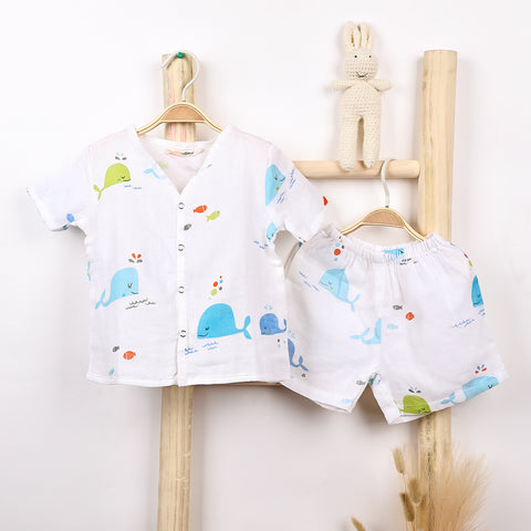 Kids Organic Cotton Muslin Co-Ord Set | Shirt & Shorts | Buy 1 Get 1 Free
