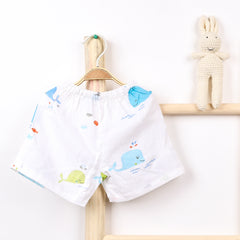 Kids Organic Cotton Muslin Co-Ord Set | Shirt & Shorts | Blue Whale