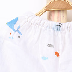 Kids Organic Cotton Muslin Co-Ord Set | Shirt & Shorts | Blue Whale