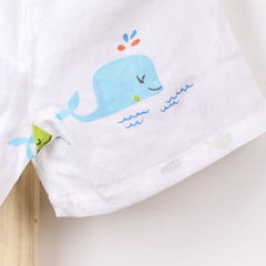 Kids Organic Cotton Muslin Co-Ord Set | Shirt & Shorts | Blue Whale