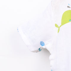 Kids Organic Cotton Muslin Co-Ord Set | Shirt & Shorts | Blue Whale