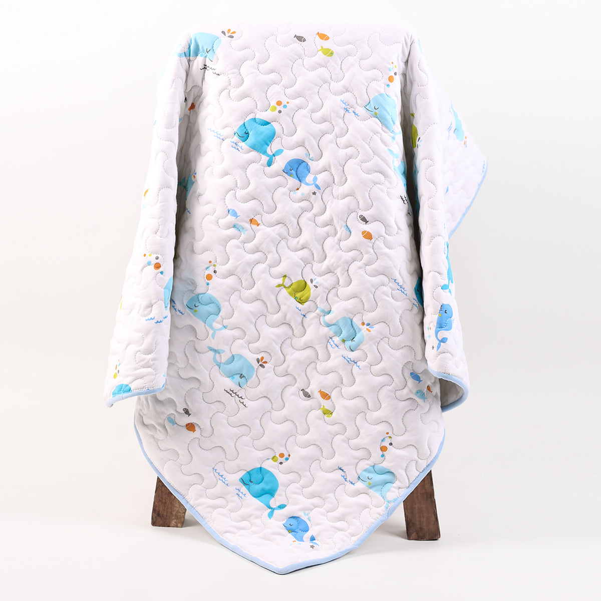 Baby Ac Quilt Blanket cum Bedspread- 0-3 Years - 100*120 cm - Blue Whale