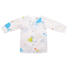 Baby Unisex Organic Cotton Muslin Full Sleeves Jhabla | Whale, Flamingo | Pack of 2